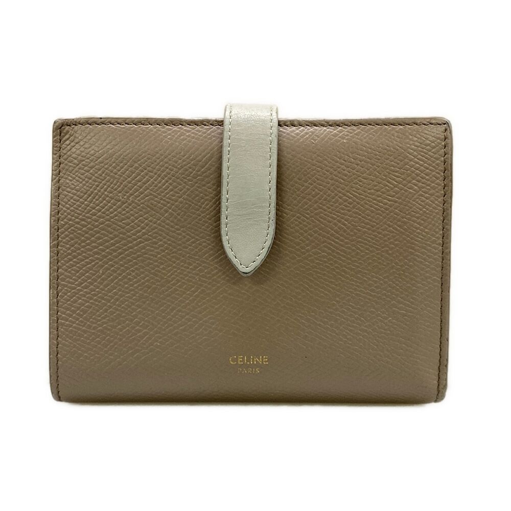 Celine Medium Strap Wallet Bifold Wallet Pebble (gray-beige) Mineral (Light
